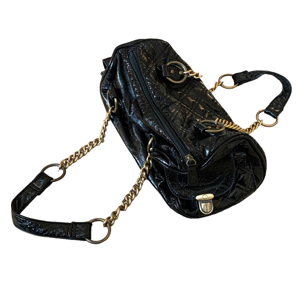 Diverso Italy black quilted metal copper toned hardware shoulder bag zebra